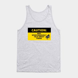 Caution Sign Funny Grand Piano Pianist Humor Tank Top